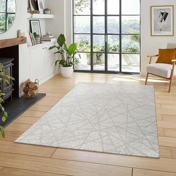 Perla Axis PER01 Modern Abstract Distressed Metallic Shimmer Soft Textured Polyblend Short Pile Silver Grey/Ash Grey/Warm Taupe/Pewter/Frosted White Rug-Desire Rugs-Rug Love - The Most Loved Rug Store